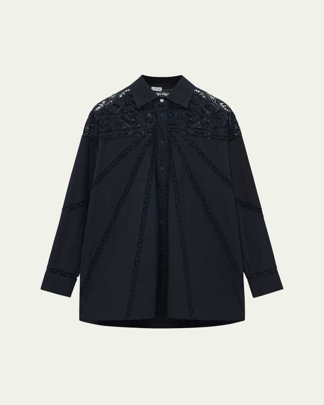 Sheer Lace Button Down Blouse